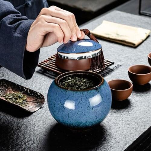 150g Ceramics Tea Box Caddies Tea Tin Storage Tea Cans Stash Jar Teaware Caddy Sugar Container Teaware Home Room Decor Teapots