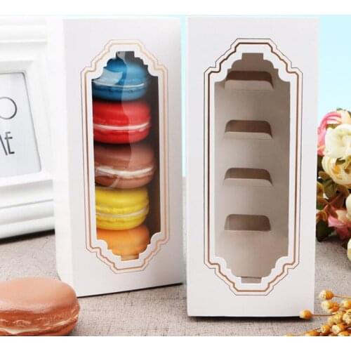 200pcs 5 Cups Pastry Packaging Drawer Box Hot New Window Macaron Box, Cake Box, Gift Box W9965
