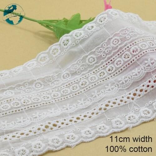 3yards 11cm white 100% cotton embroidery lace french lace ribbon fabric guipure diy trims warp knitting sewing Accessories#3761