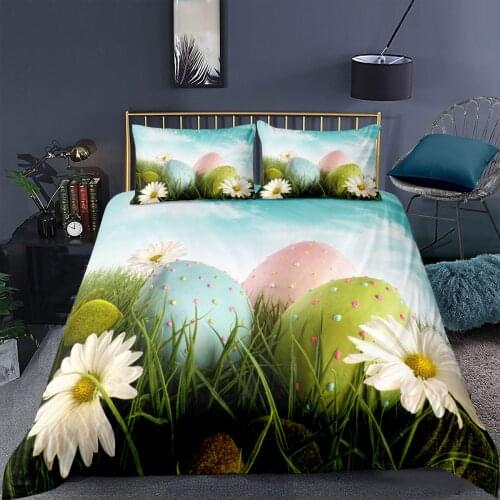 3D Easter Bunny Egg Printed Duvet Cover Cartoon Bedding Set Pillowcase Child Kid Bedroom Quilt Cover Soft Home Textiles 2/3 Pcs