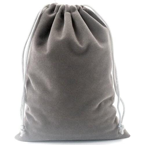 50pcs/lot Gray Velvet Bags 15x20cm Big Candy Pouches Favor Phone Jewelry Cosmetic Packaging Bags Wedding Drawstring Gift Bag