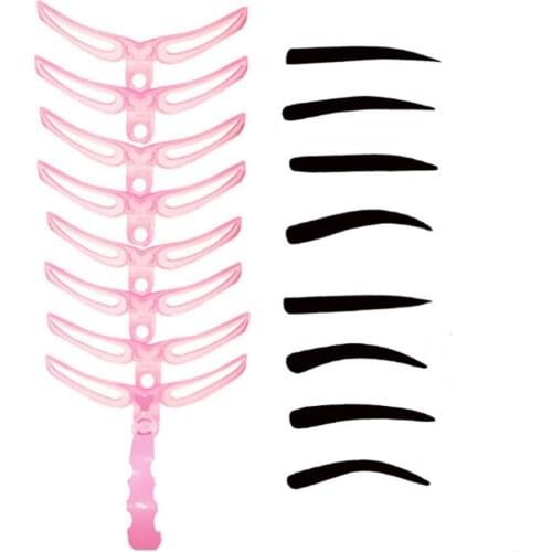 8pcs\set Reusable Eyebrow Stencils 3D Eyebrow Shaping Template Handheld DIY Eye Brow Drawing Model Shaper Beauty Makeup Tools