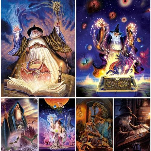 5D Diamond Painting Halloween Wizard Full Drill Square Round New Arrival Diamond Embroidery Magic Mosaic Home Decor Art Gifts