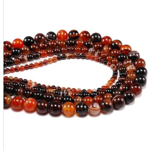 Natural Red Agates Stone Beads Round Carnelian Onyx Loose Beads For Jewelry Making DIY Bracelets Necklace 15'' 4/6/8/10/12mm