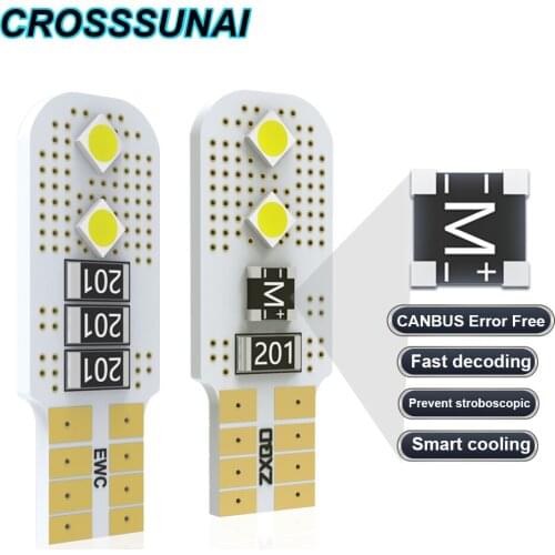 CROSSSUNAI Canbus T10 LED W5W 12V LED Error Free 194 168 Bulbs NO ERROR Car Interior Map Dome Turn Lights Signal Parking Light