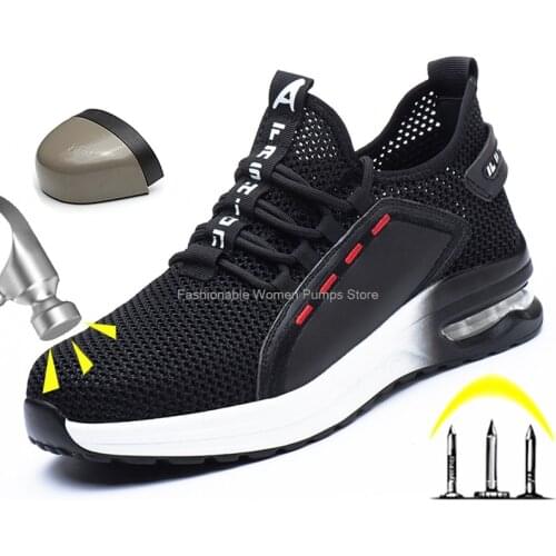 Breathable Men Work Safety Shoes Anti-smashing Steel Toe Cap Work Boots Indestructible Work Sneakers Men Shoes Male Safeti Boots