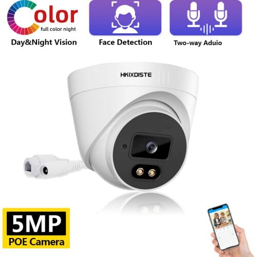 Face Detection 5mp IP POE Camera Two Way Audio CCTV Video Surveillance System Color Night Vision 2MP Indoor Home Security Camera