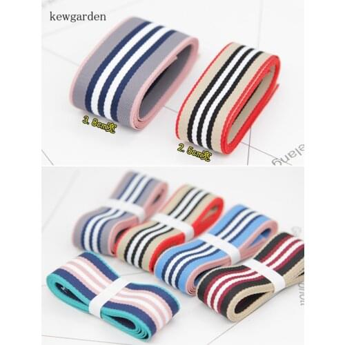 Kewgarden 38mm 1-1/2" Stripe Cotton Thick Satin Ribbons Handmade Bowknot Ribbon DIY Riband Garment Accessories 6M / Lot