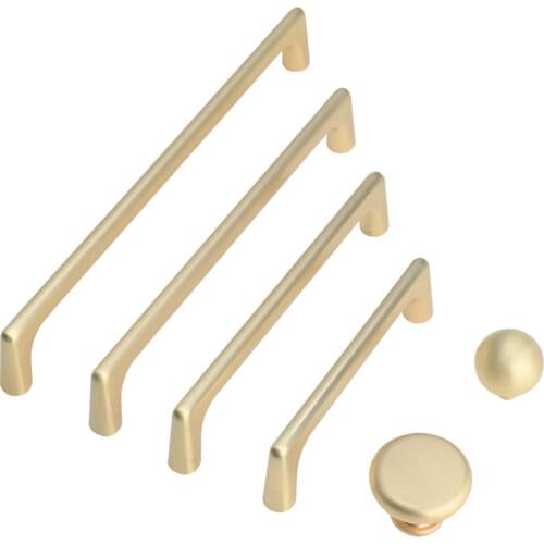 KK&FING 96-192mm Gold Brushed Door Handles Kitchen Furniture Drawer Wardrobe Door Pulls Spherical Handles Furniture Hardware