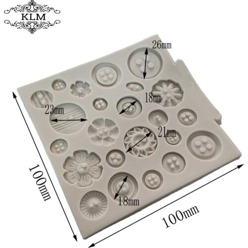 KLM-00220 Square Shape Fondant Cake Chocolate Mould Kitchen Baking Tool Silicone Mold 23 Holes Button Shape