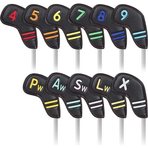 Golf Iron Head Covers PU Leather Head Covers Headcover 11Pcs Set Colorful Number Embroideried Magnetic Headcovers