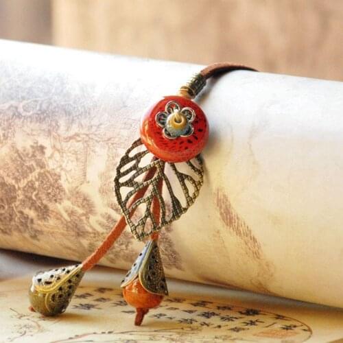 Leather Necklaces Hollow Leaves Charm Pendants Choker Double Bead Link Chain Waterdrop Chains For Women Jewelry Accessories