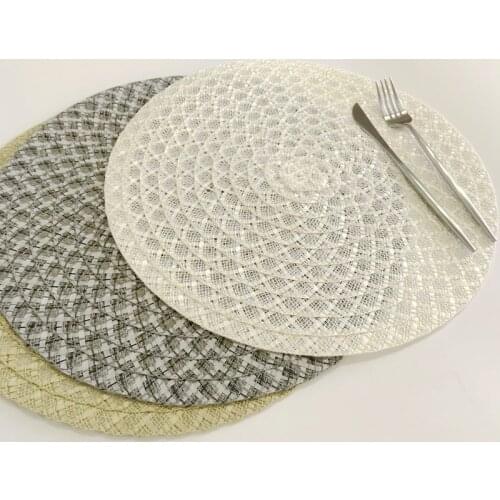 Round weave Placemat fashion PP dining table mat disc pads bowl pad coasters waterproof table cloth pad 38cm diameter