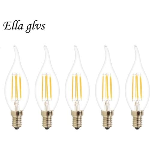 E14 filament light bulbs 2W 4W 6W Dimmable Candle Light Bulb Warm White For Home,Kitchen,Dining Room,Bedroom,Living Room