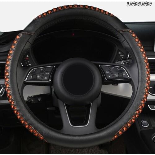 LIGOLIGO Leather Car Steering Wheel Cover For Mitsubishi ASX Outlander Lancer Pajero L200 Mirage Triton Attrage