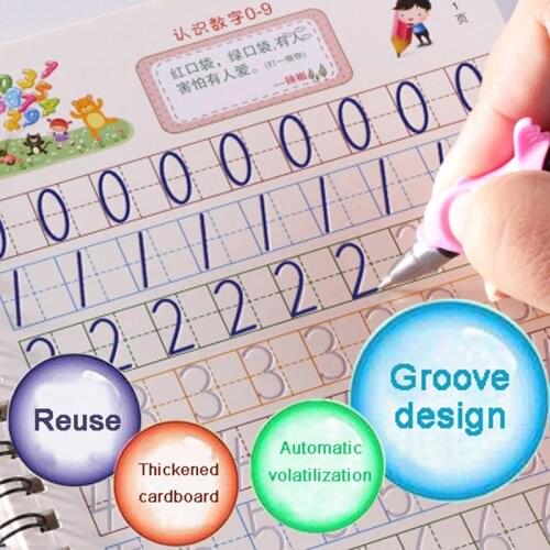 Reusable Children 3D Copybook Notepad groove Calligraphy Numbers 0-10 Handwriting Books Childrens Calligraphy 3-8year old child