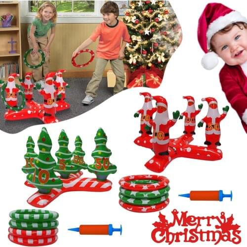 Inflatable Christmas Tree Ring Game Set Throwing Ring Toy Christmas Game New Design Party Game Supplies Interactive Toy