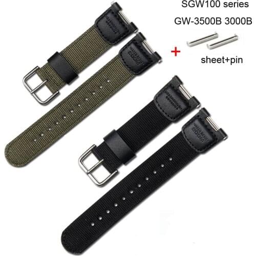 Nylon Watch Band for Casio SGW100 Series FGW-3500B/3000B Canvas Replacement Wristband with connector Watchbands