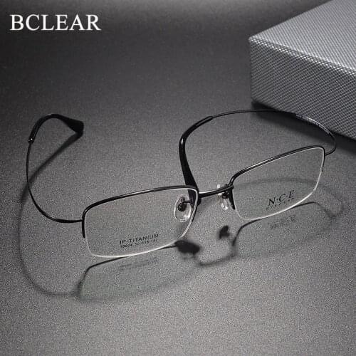 BCLEAR New Arrival Mens Business Pure Titanium Half frame Optical Glasses Ultra-light Comfortable Prescription Eyeglasses 2021