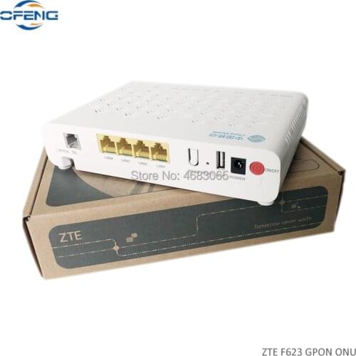 Original F623 ftth gpon ont zte 1GE+3FE+TEL+WIFI+USB ftth onu compatible to zte olt 100% New, English firmware