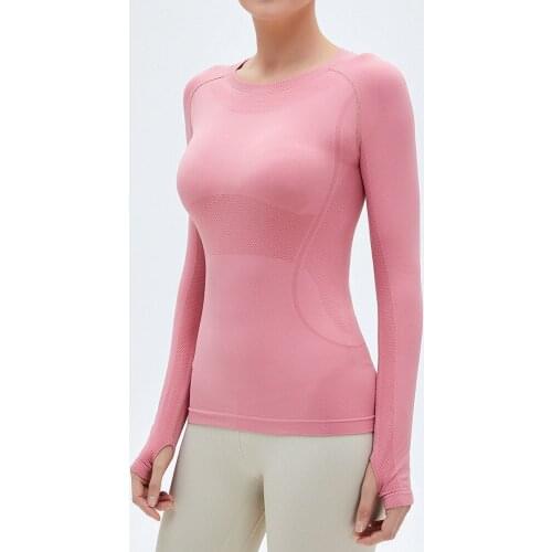 Autumn New Long Sleeve Yoga Workout Tops T-shirt Seamless Dry Quick Gym High Elastic Tight Fitness Running Sport TShirt