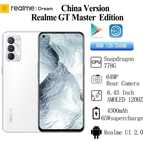 Realme GT Master Edition 5GSmartphone Snapdragon 778G 6.43'' 120Hz Super AMOLED 65W Fast Charge 4300mAh 64MP Camera OTA NFC