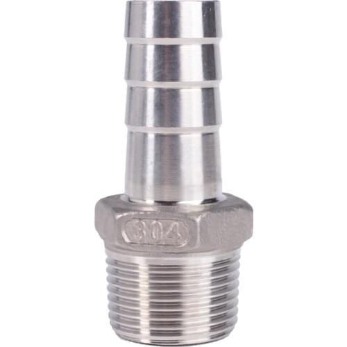 6 8 10 12 13 14 15 16 18 19mm Hose Barb x 1/8" 1/4" 3/8" 1/2" BSP Male Thread 304 Stainless Steel Pipe Fitting Coupler Connector