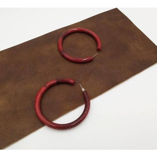 Modern Women Red Snake Print Resin Earrings Big Hoop Earring Acrylic Circle Fashion Jewelry Acetate Vintage Boho Ear Jewelry