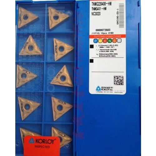 TNMG220404-HM TNMG220408-HM NC3020 100% original KORLOY Carbide insert Processing: alloy steel, etc