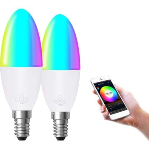 Smart WiFi Candle Bulb E14/E27/E26/B22 RGB Bulb Support Alexa/Google Home Smart Speaker Voice Control 6W Led Lights Decoration