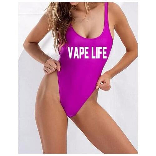 High quality custom VAPE LIFE women bodysuit one pieces swimwear bathing suit bodysuit beachwear high quality funny letter print