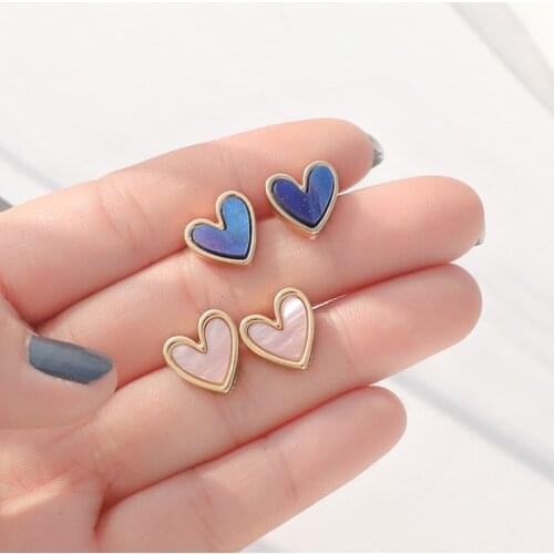 Charm Heart Stud Earrings For Women Gold Color Street Trendy Jewelry Korean Style Love Earrings Gifts For Girls pendientes mujer