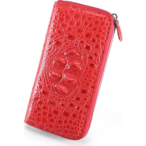 Real crocodile leather women zipper long purse fashion daily clutch high quality