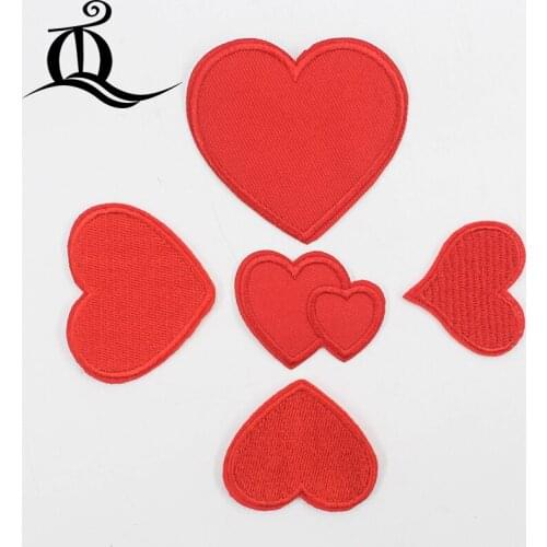 1pcs Red heart Mix Sewing Clothes Patch Iron On Embroidery Patches Hotfix Applique Motifs Sew On cartoon Patch A40