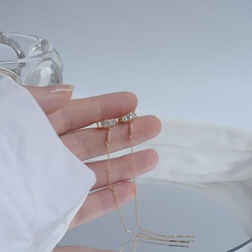 14k Real Gold Plated Fashion Jewelry Crystal Long Chain Exquisite Earrings for Woman Holiday Party Daily Elegant Earring