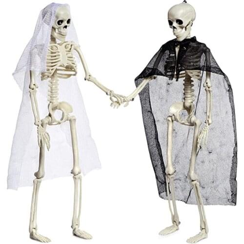 2pcs/set Human Body Skeletons Halloween Decorations for Home Indoor Bride Groom Skeletons with Clothes Home Haunted House Props