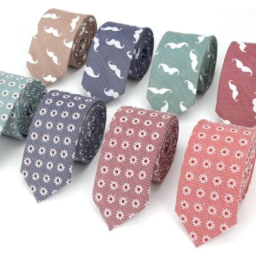 2018 Brand New Mens Fashion Mustache Printed Vintage Neck Ties For Man Casual Flower Wedding Slim Necktie Gravatas Neckwear