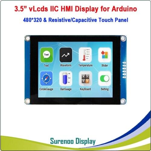 3.5" 480*320 Serial I2C IIC vLcds HMI Intelligent Smart TFT LCD Module Display Resistive Capacitive Touch Panel for Arduino