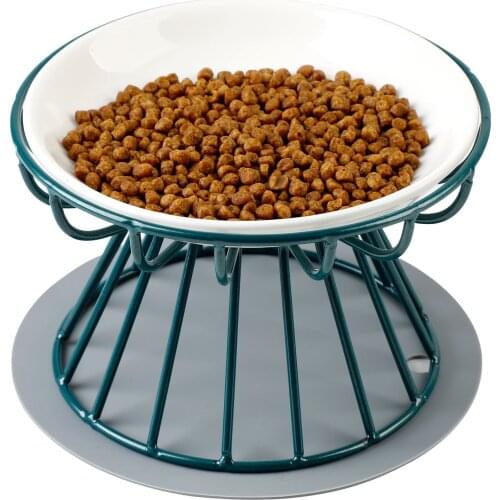 3Pcs/Set Raised Cat Dish Ceramic Neck Protective Dog Bowl Pet Cats Food Bowl With Stand Mat Pet Cat Bowls Pet Products Supplies