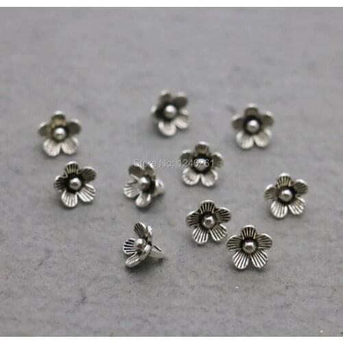 10PCS Hot Flowers pendant button Metal DIY Fittings for Accessory Machining metal parts Silver-plate 7*9mm components Findings