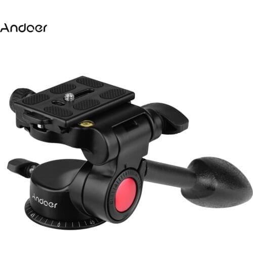 Andoer Aluminum Alloy 3-Way Tripod Head Tripod Video Head Pan Bar Handle Photography for DSLR ILDC Cameras Tripod Monopod Slider