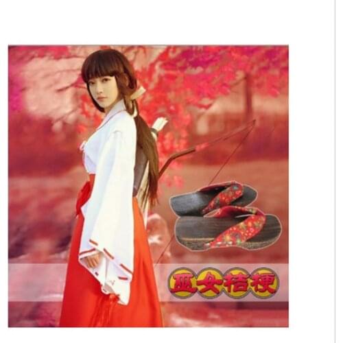 Anime Inuyasha Kikyo Kimono Full Set Cosplay Costume Halloween Costume Top + Skirt + Clogs + Socks