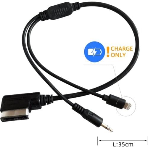 1PCS Car AMI/MDI Interface To 3.5mm Male Audio AUX + Lightning Jack Charge Only Adapter Cable For Audi/Volkswagen