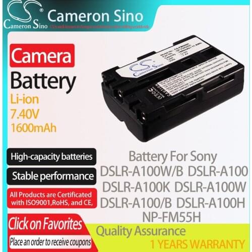 CameronSino Battery for Sony DSLR-A100W/B DSLR-A100K DSLR-A100 DSLR-A100W DSLR-A100/B fits NP-FM55H Digital camera Batteries