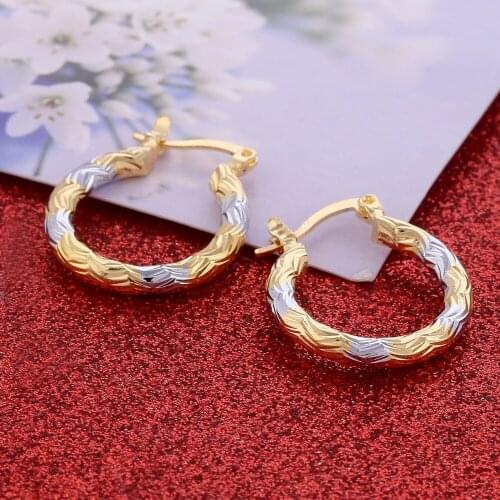 Two Color Earrings For Women Round Stud Earrings Girl Jewelry Arab African Earrings Middle East Gift