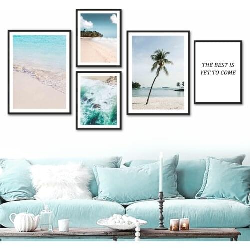 Palm Reef Beach Sky Cloud Sea Landscape Wall Art Canvas Painting Nordic Posters And Prints Wall Pictures For Living Room Decor