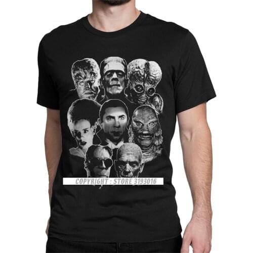 Christmas Gift T-Shirt Mens Universal Monster Gang T Shirts The Mummy Frankenstein Novelty Camisas Tee Shirt Oversized Casual