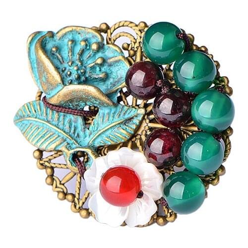 Jade Flowers Rings Chalcedony Blue Agate Amulet Fashion Natural Charm Jewelry Gifts for Women Her