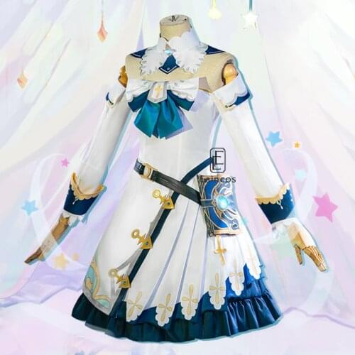 Genshin Impact Barbara Cosplay Costume Dress Uniform Outfit Games Wigs Shoes Women Party Halloween Customize Costumes