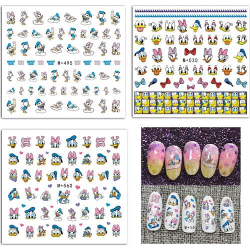 Disney Donald Duck Daisy Girl Heart Cartoon Cute Anime Figure Nail Stickers Self-adhesive Children Student DIY Decals Decoration